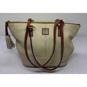Dooney & Bourke Pebble Grain Small Tobi Tote in Bone Cream Leather